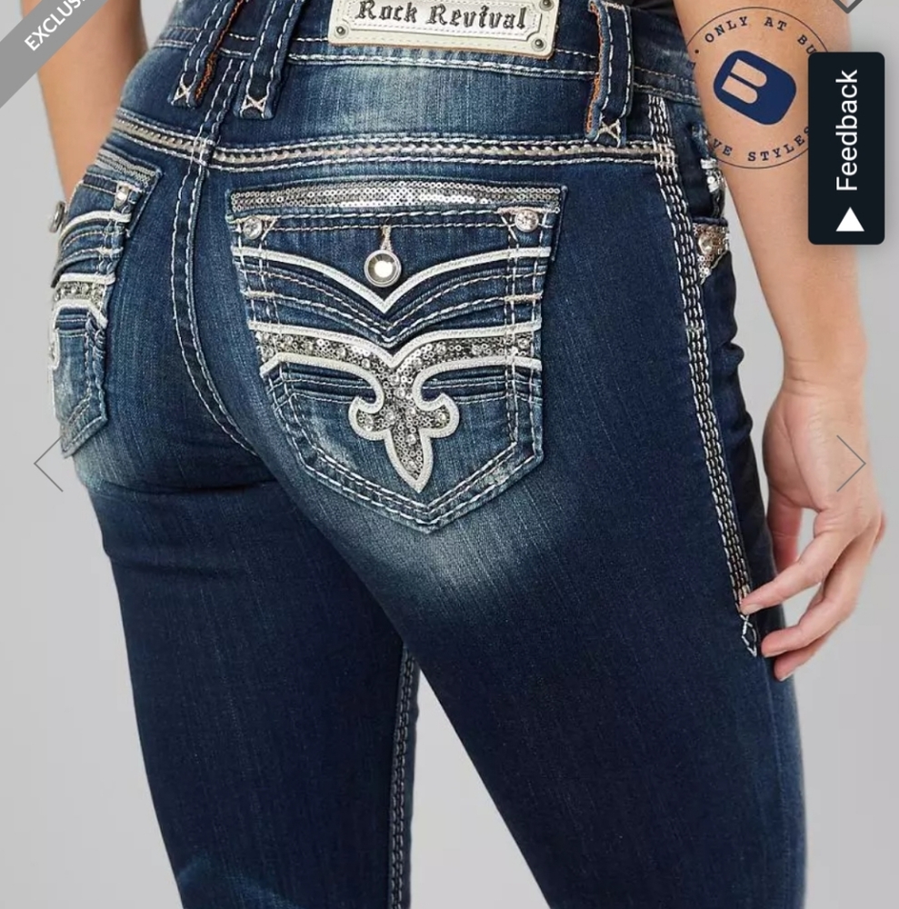 Rock Revival Eilis Easy Boot Jeans 34x36 NEVER WORN